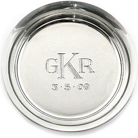 hand engraved monogram silver tray